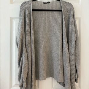 SHEIN Gray Ribbed Knit Cardigan Sweater